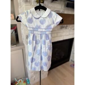 Florence Eiseman Girls White/Purple Floral Print Short Sleeve Dress Size 3T